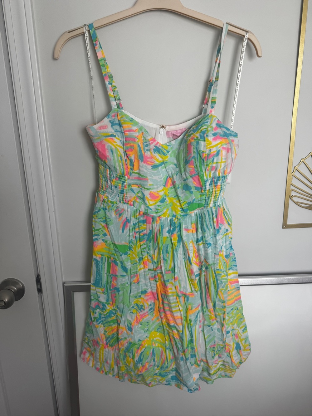 Lilly Pulitzer Mint Multicolor Brushstroke Spaghetti-Strap Dress
